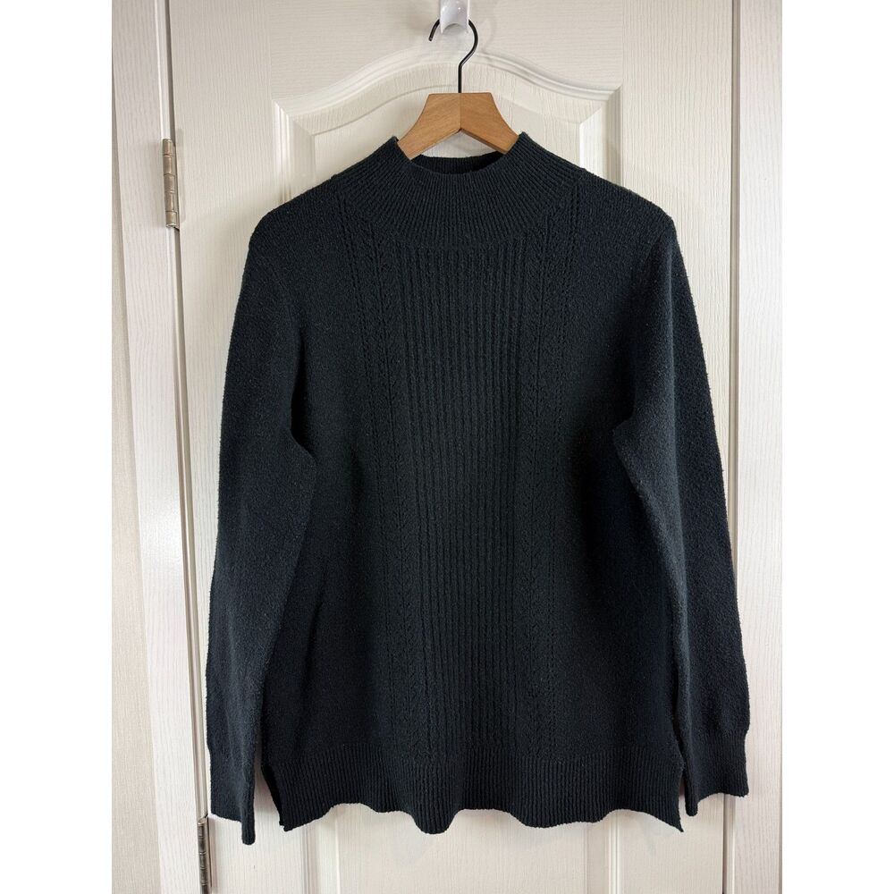 Old Navy Women's Pointelle Mock Neck Sweater Black Size Large L Pullover